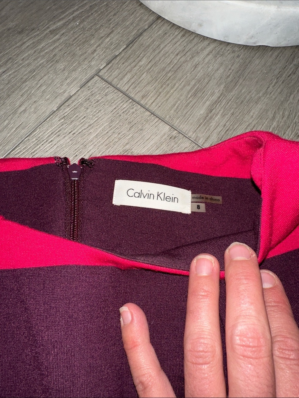 Calvin Klein Striped Sleeveless Midi Dress in Pink, Coral & Navy size 8 - Picture 3 of 8